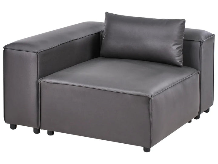 Modular Corner Sofa 3 Seater Faux Leather Black with Ottoman Left Hand Nova