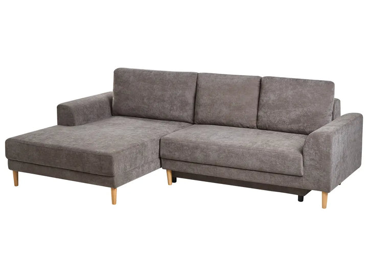 Corner Sofa Bed 3 Seater Chenille Taupe Right Hand Keshvi