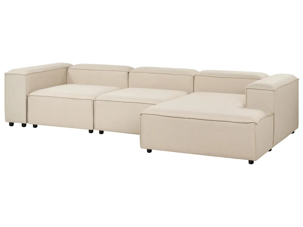 Modular Corner Sofa 4 Seater Fabric Beige Left Hand Oakham