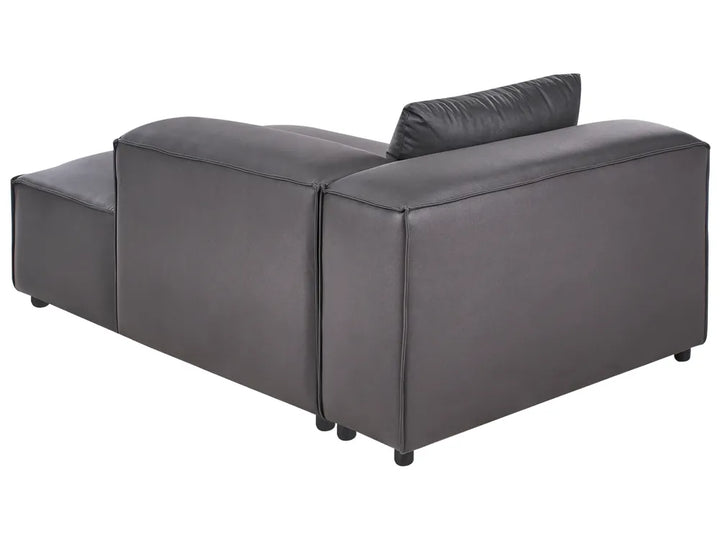 Modular Corner Sofa 3 Seater Faux Leather Black with Ottoman Left Hand Nova