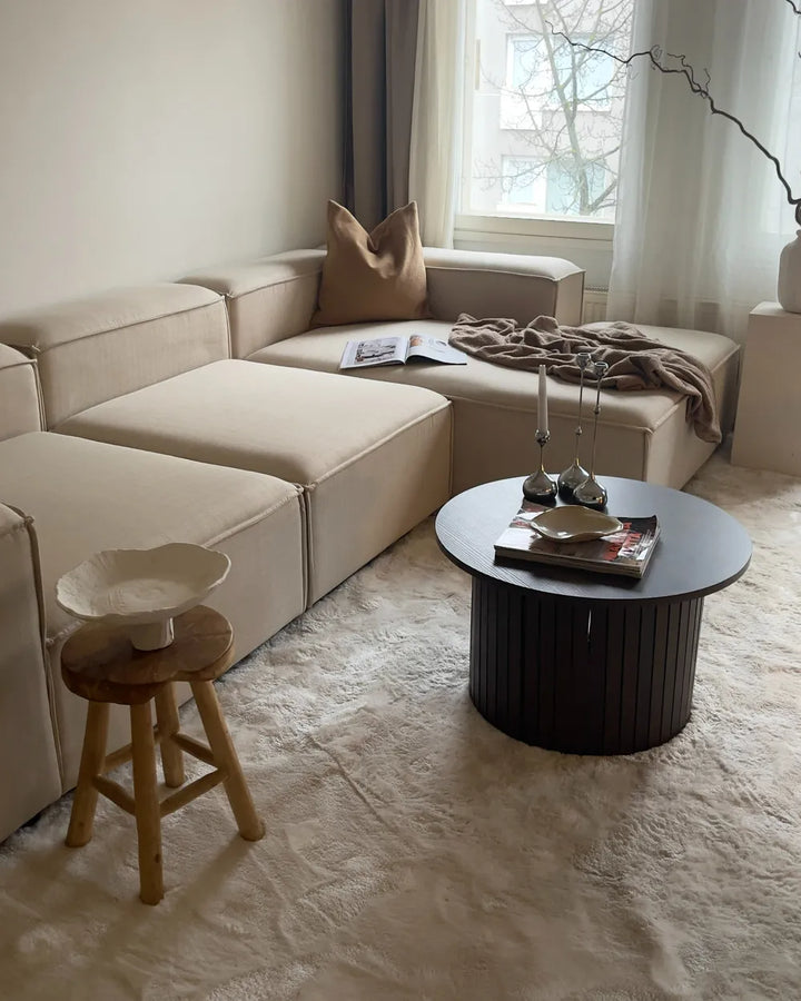 Modular Corner Sofa 4 Seater Fabric Beige Left Hand Oakham