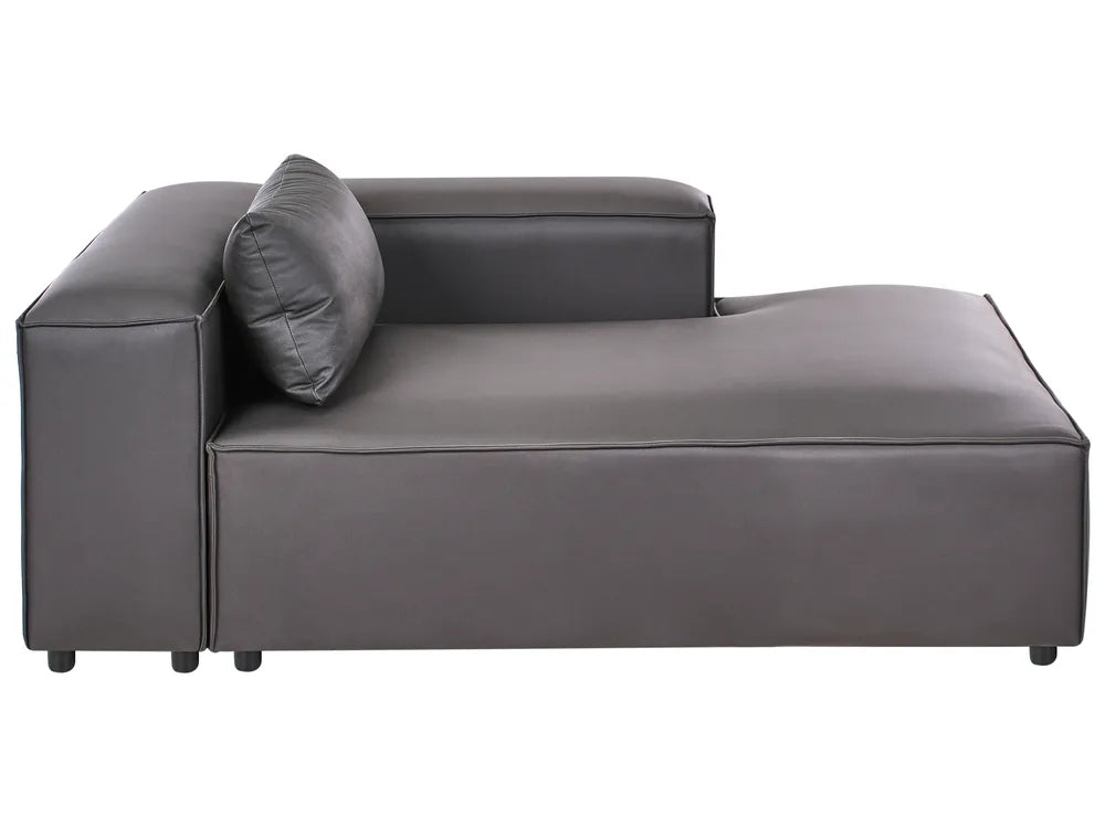 Modular Corner Sofa 3 Seater Faux Leather Black with Ottoman Left Hand Nova