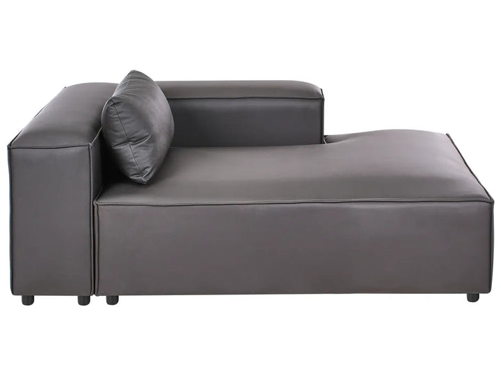 Modular Corner Sofa 3 Seater Faux Leather Black with Ottoman Left Hand Nova