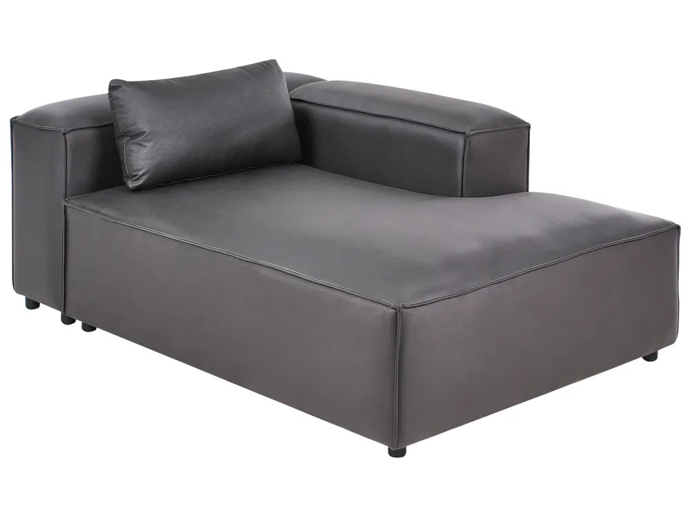 Modular Corner Sofa 3 Seater Faux Leather Black with Ottoman Left Hand Nova