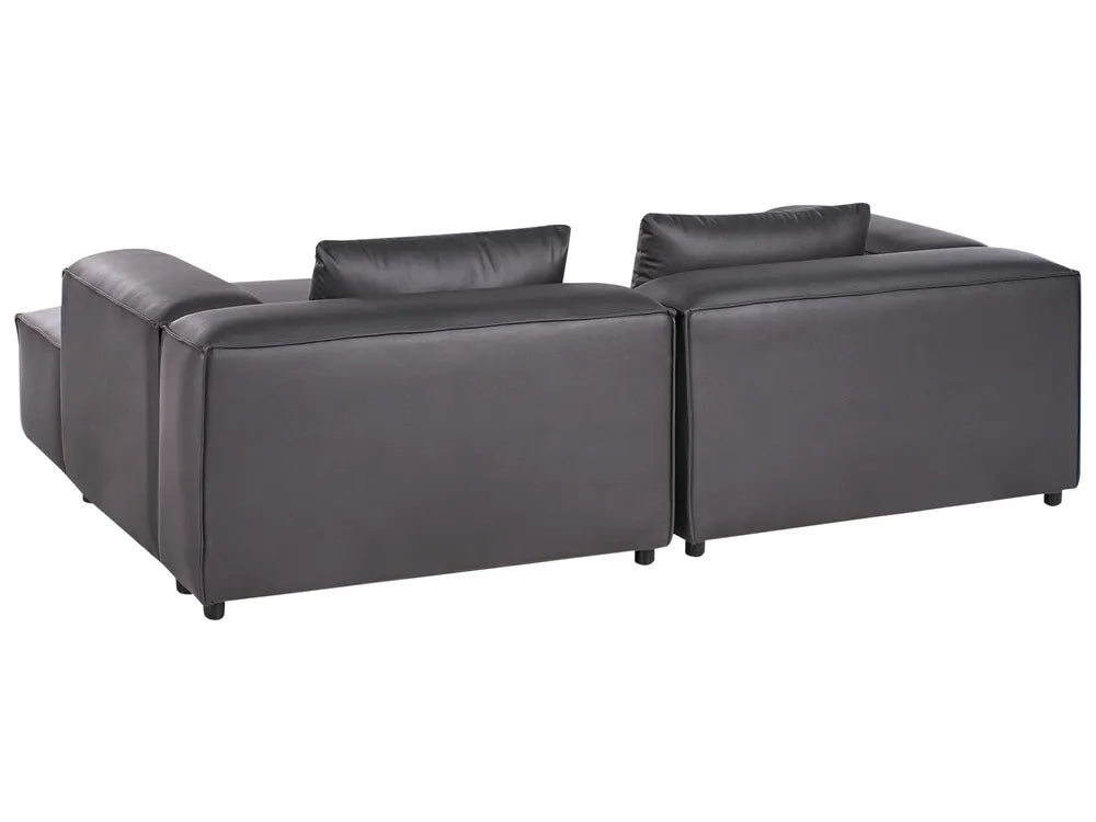 Modular Corner Sofa 3 Seater Faux Leather Black with Ottoman Left Hand Nova