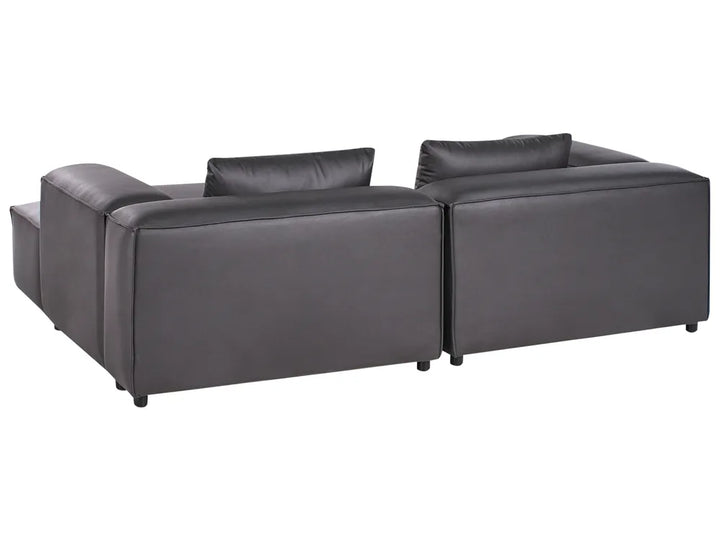 Modular Corner Sofa 3 Seater Faux Leather Black with Ottoman Left Hand Nova