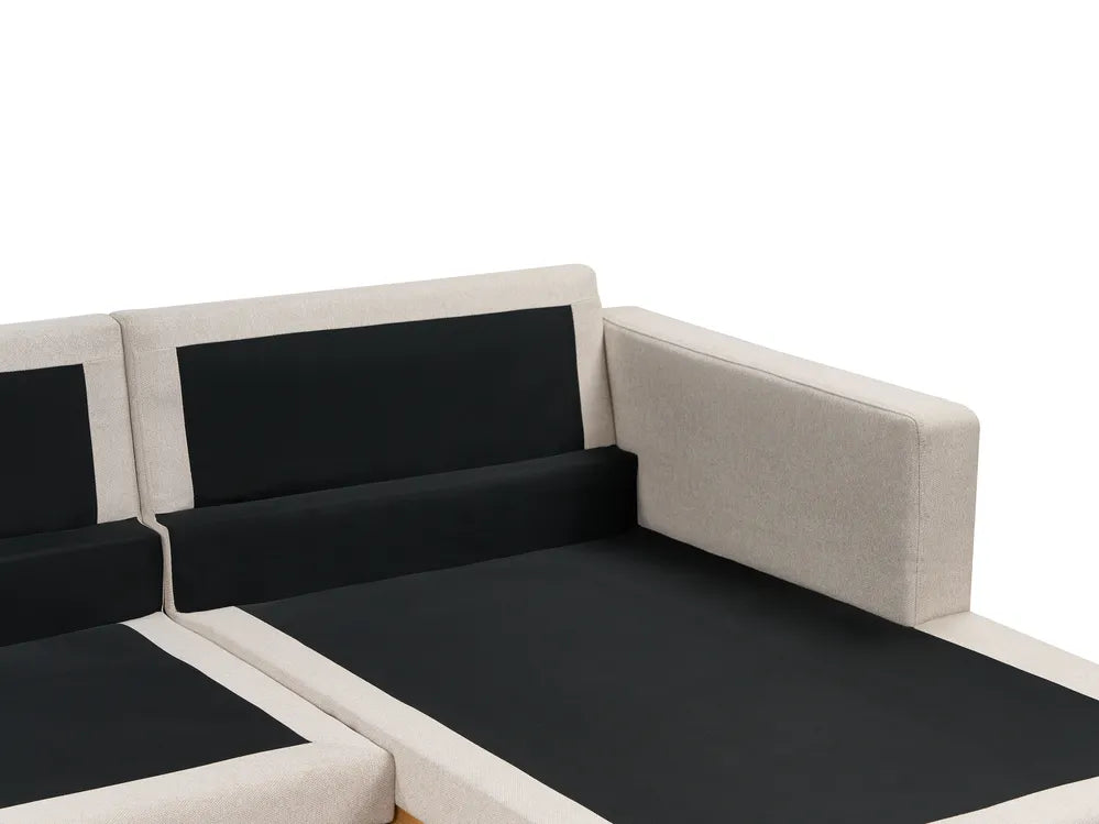Corner Sofa 4 Seater Fabric Beige Left Hand Deavan