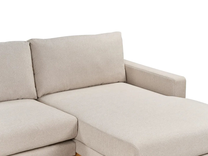 Corner Sofa 4 Seater Fabric Beige Left Hand Deavan
