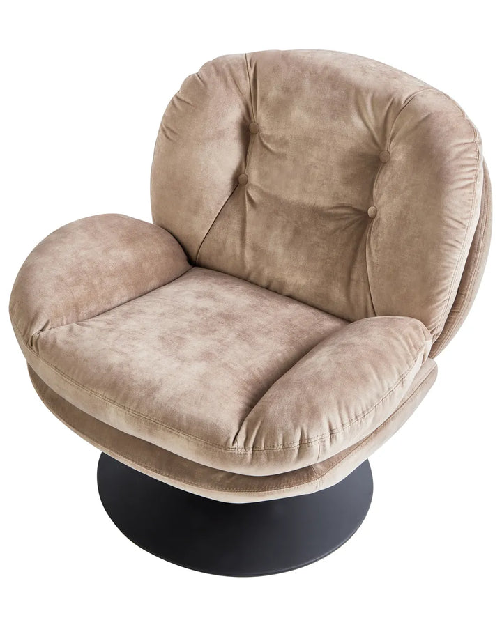 Swivel Armchair Velvet Sand Beige Lourdez