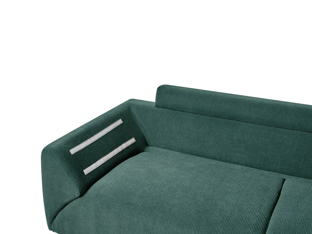 Corner Sofa 4 Seater Corduroy Dark Green Left Hand Flexa