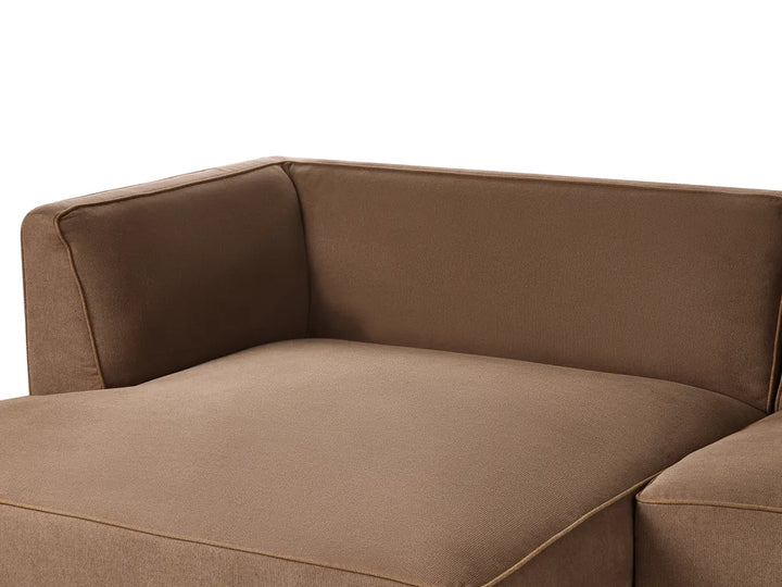 Corner Sofa 3 Seater Fabric Brown Right Hand Danva