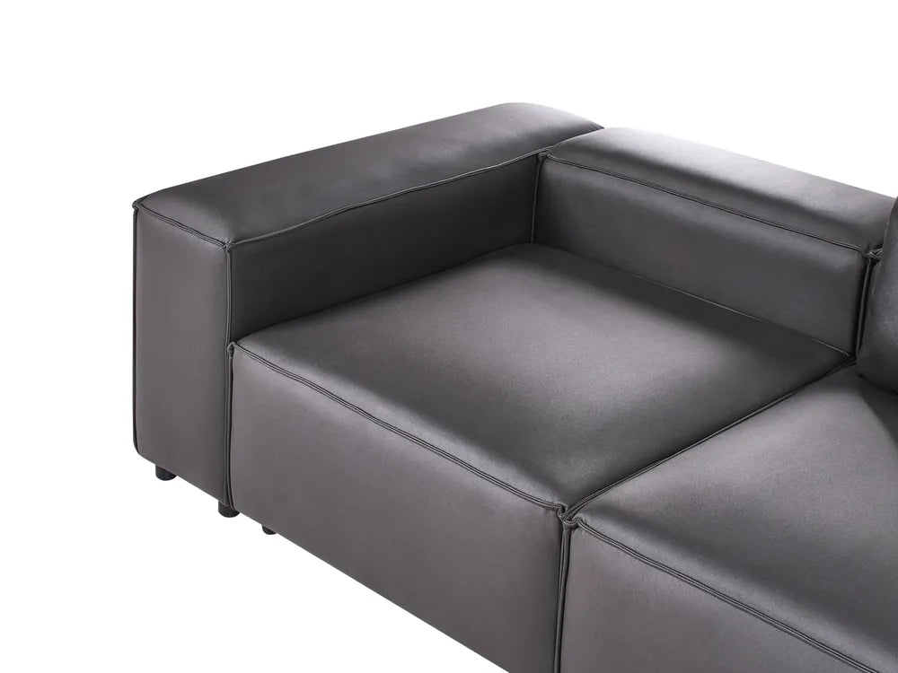 Modular Corner Sofa 3 Seater Faux Leather Black with Ottoman Left Hand Nova