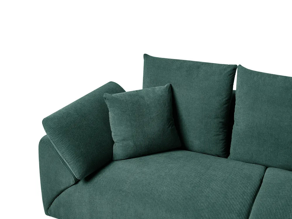 Corner Sofa 4 Seater Corduroy Dark Green Left Hand Flexa