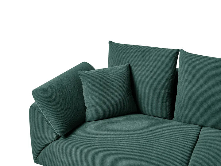 Corner Sofa 4 Seater Corduroy Dark Green Left Hand Flexa