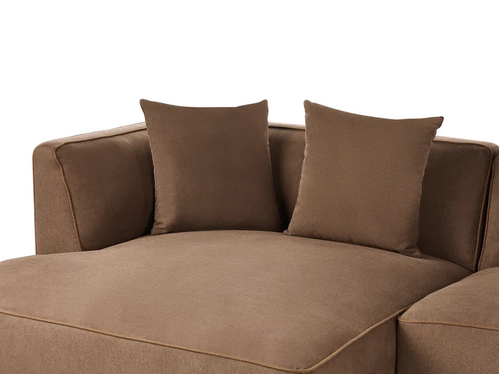 Corner Sofa 3 Seater Fabric Brown Right Hand Danva