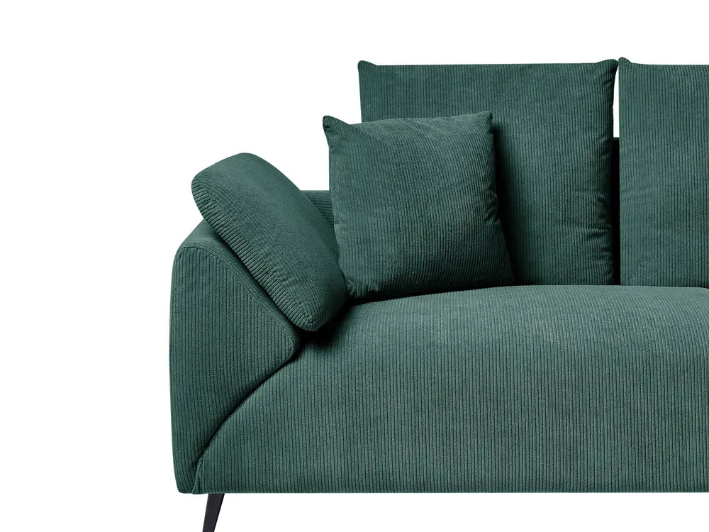 Corner Sofa 4 Seater Corduroy Dark Green Left Hand Flexa