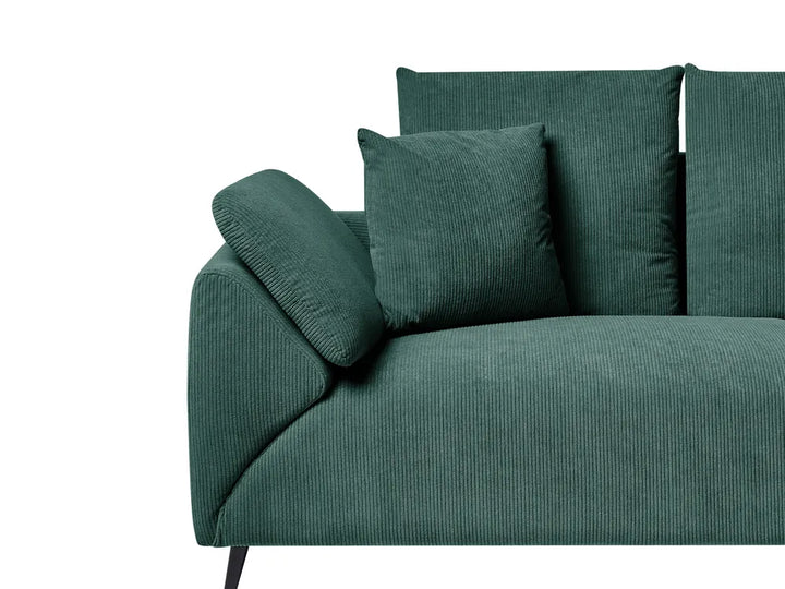 Corner Sofa 4 Seater Corduroy Dark Green Left Hand Flexa
