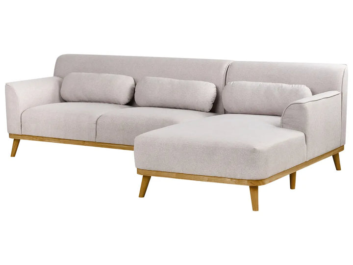 Corner Sofa 3 Seater Fabric Light Grey Left Hand Arvo