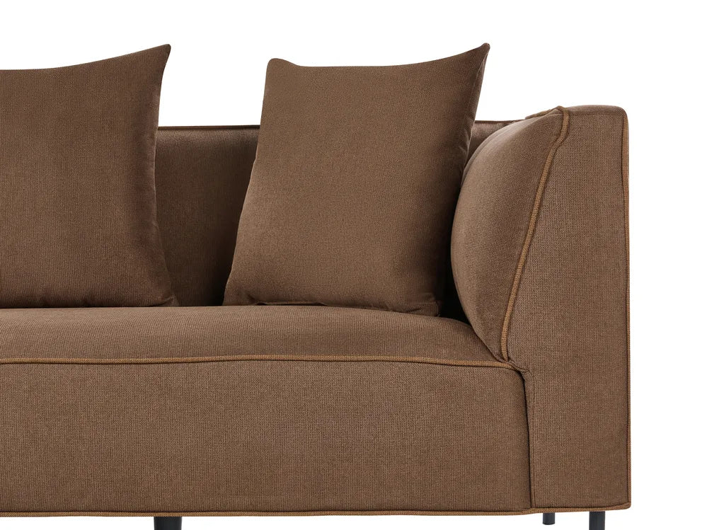 Corner Sofa 3 Seater Fabric Brown Right Hand Danva