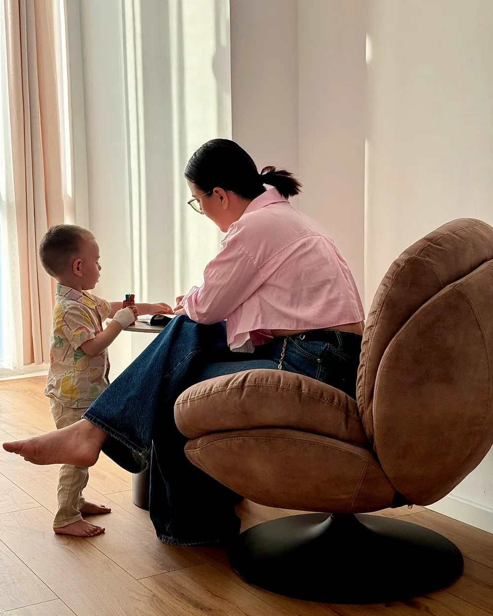 Swivel Armchair Velvet Sand Beige Lourdez