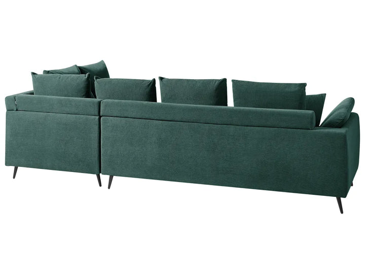 Corner Sofa 4 Seater Corduroy Dark Green Left Hand Flexa