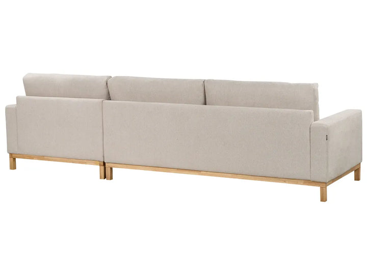 Corner Sofa 4 Seater Fabric Beige Left Hand Deavan