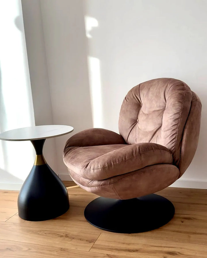 Swivel Armchair Velvet Sand Beige Lourdez