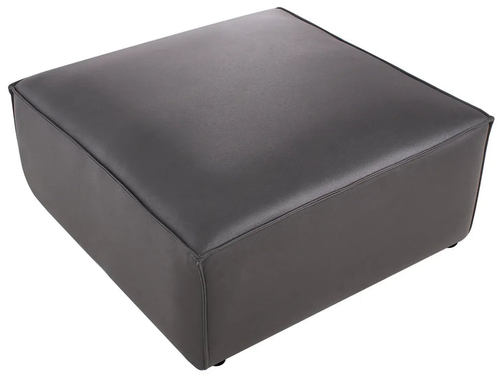 Modular Corner Sofa 3 Seater Faux Leather Black with Ottoman Left Hand Nova