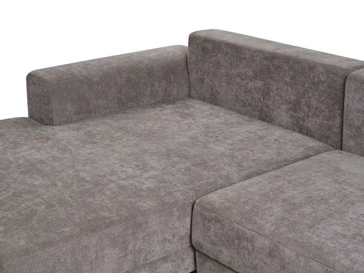 Corner Sofa Bed 3 Seater Chenille Taupe Right Hand Keshvi
