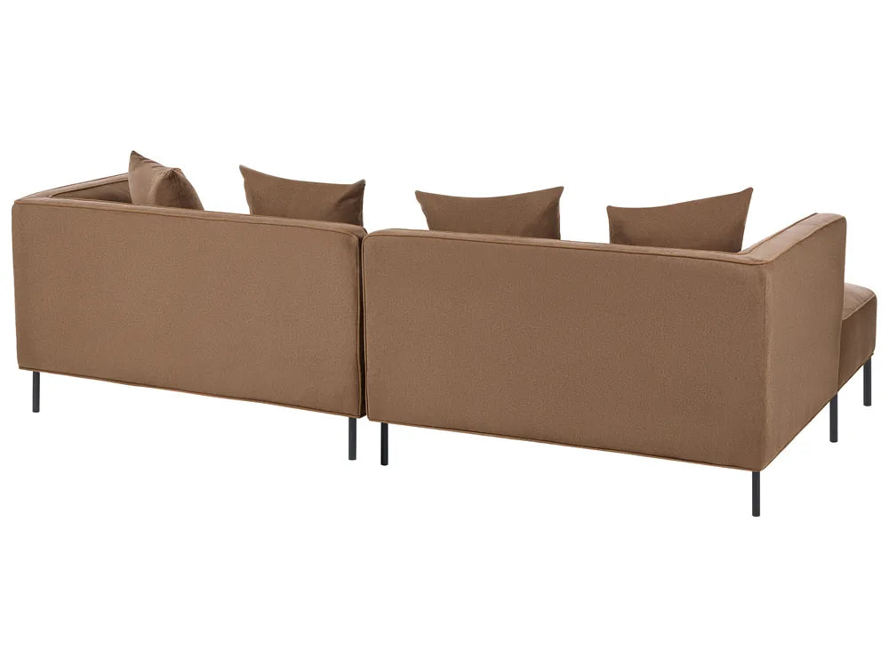 Corner Sofa 3 Seater Fabric Brown Right Hand Danva