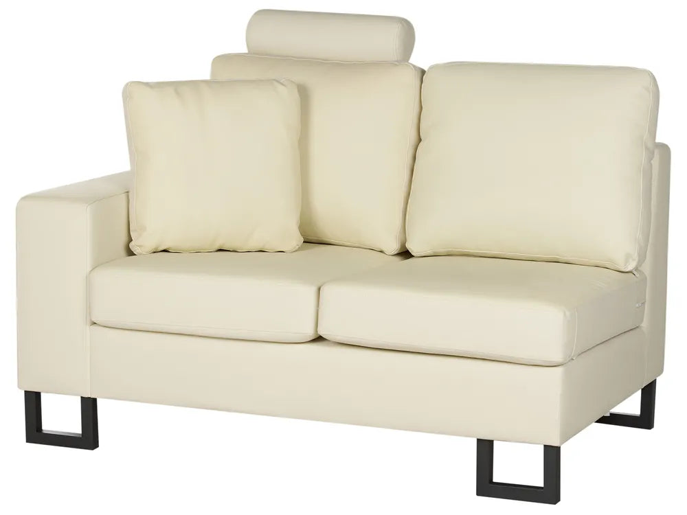 Corner Sofa 6 Seater Leather Light Beige Left Hand Maelina