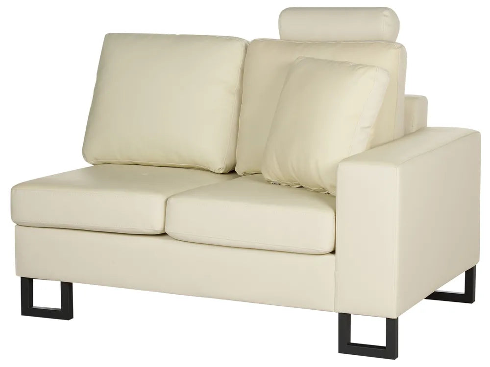 Corner Sofa 6 Seater Leather Light Beige Left Hand Maelina