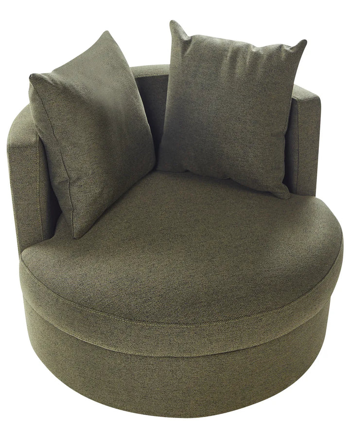 Swivel Armchair Fabric Dark Green Klara