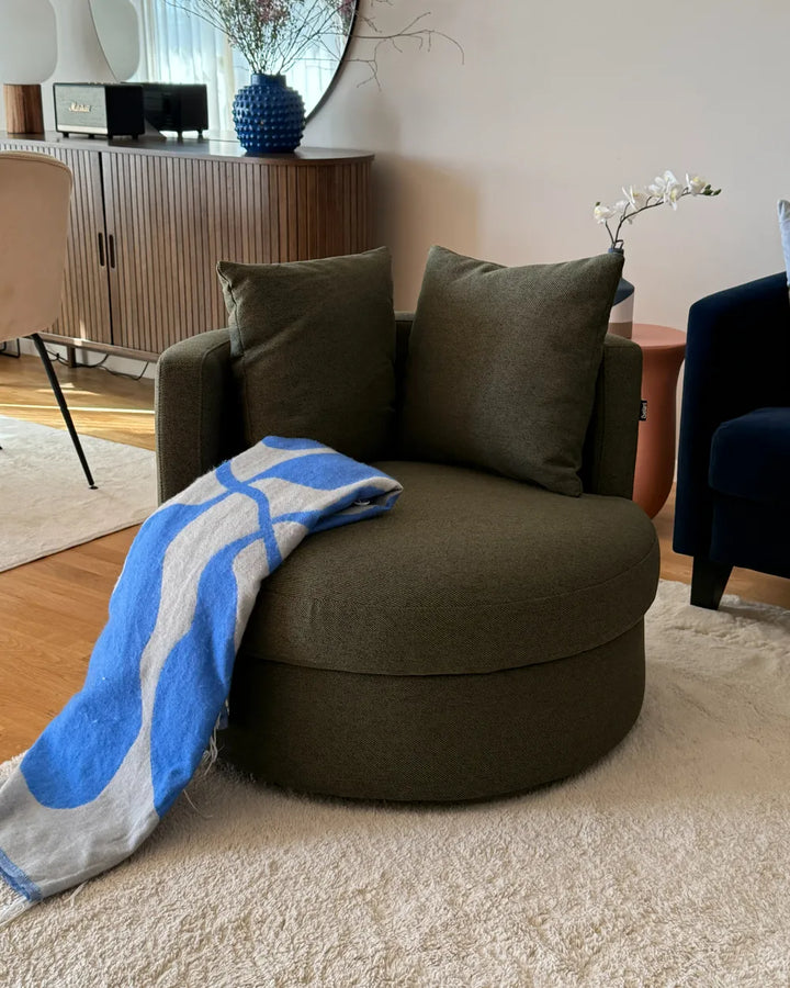 Swivel Armchair Fabric Dark Green Klara