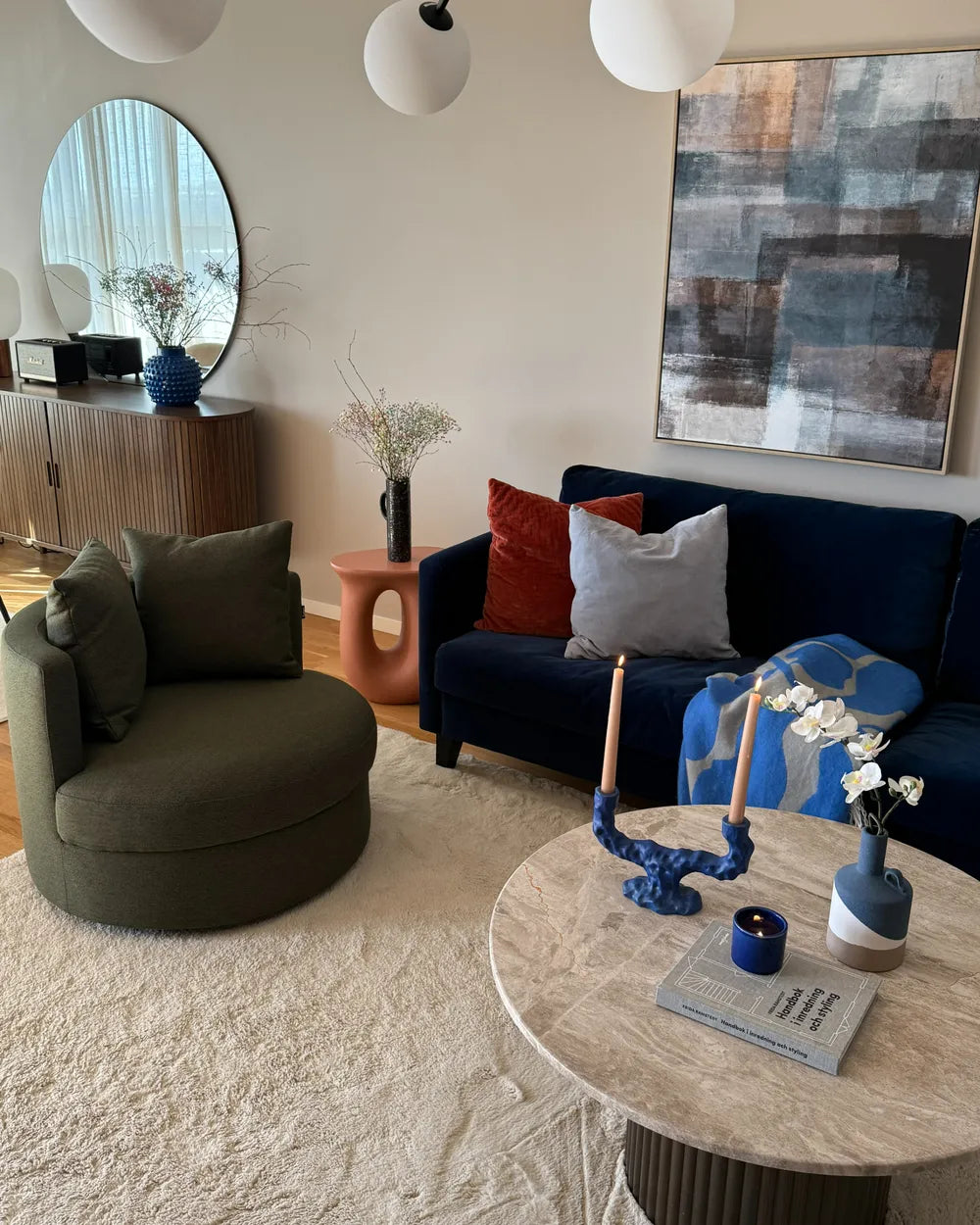 Swivel Armchair Fabric Dark Green Klara