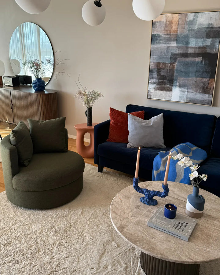 Swivel Armchair Fabric Dark Green Klara