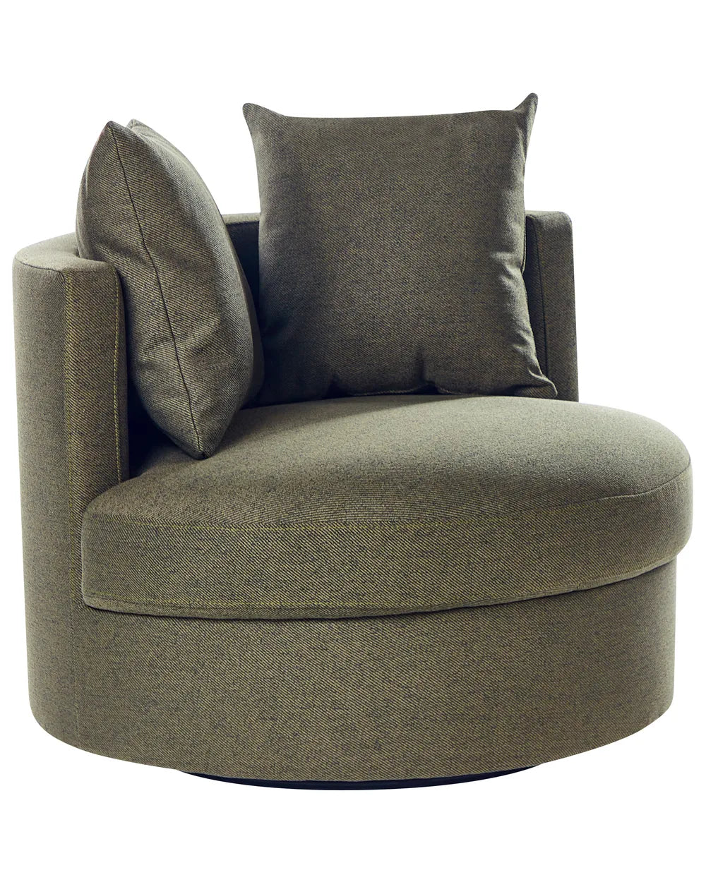 Green swivel chair with cushions on a white background