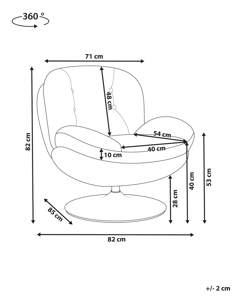 Swivel Armchair Velvet Dark Brown Lourdez
