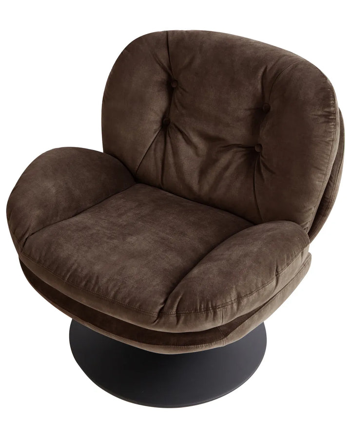 Swivel Armchair Velvet Dark Brown Lourdez