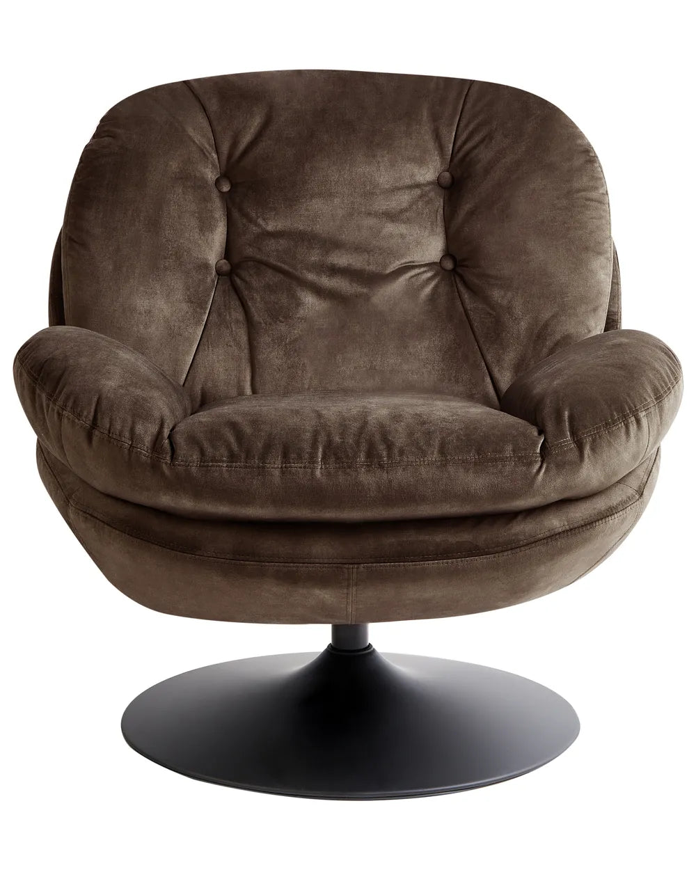 Swivel Armchair Velvet Dark Brown Lourdez
