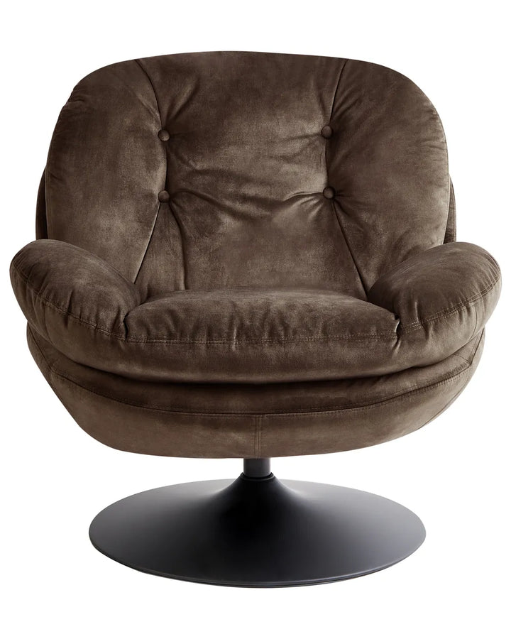 Swivel Armchair Velvet Dark Brown Lourdez