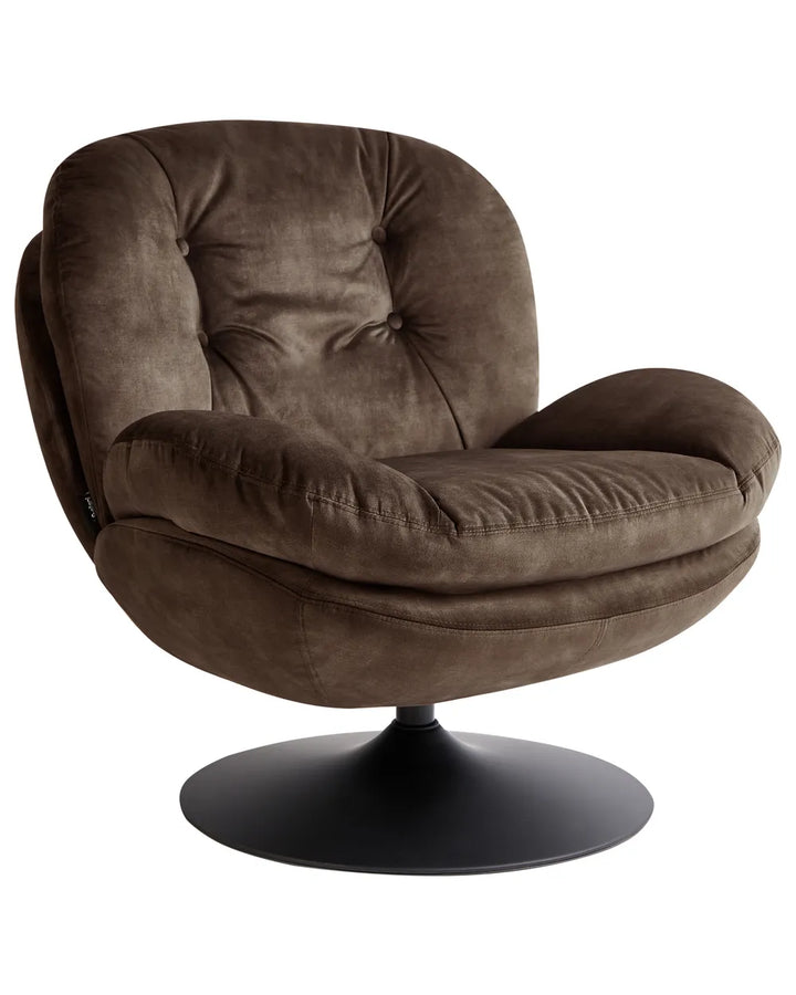 Upholstered in sumptuous dark brown velvet.
