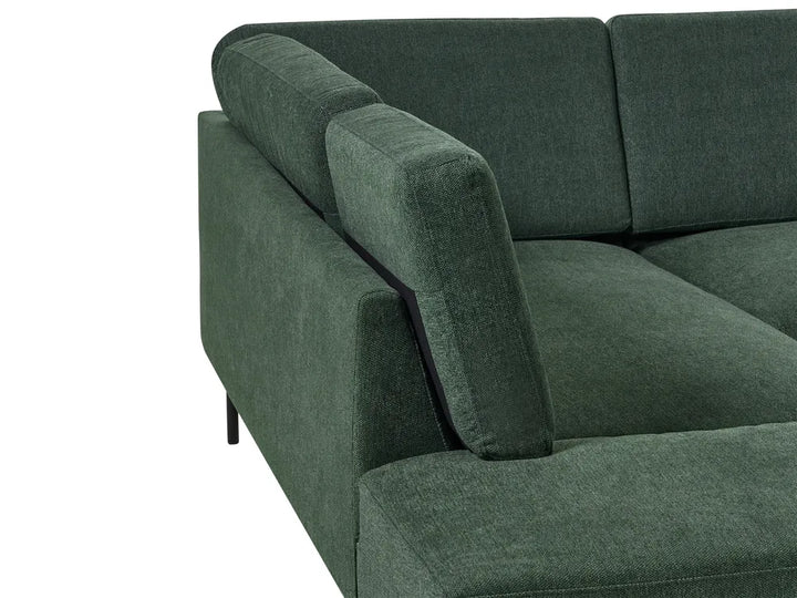 Corner Sofa 4 Seater Fabric Dark Green Right Hand Shayle