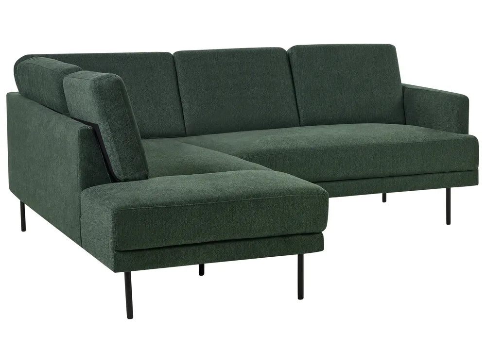 Corner Sofa 4 Seater Fabric Dark Green Right Hand Shayle