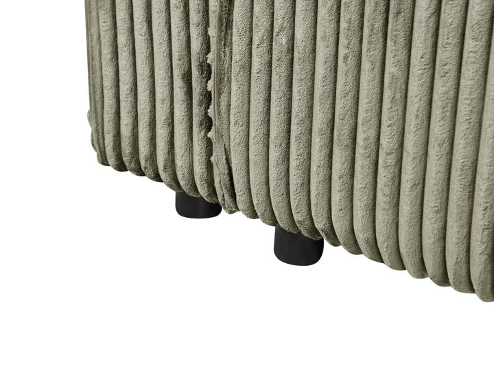 Corner Sofa Bed 3 Seater Corduroy Green with Storage Left Hand Middale