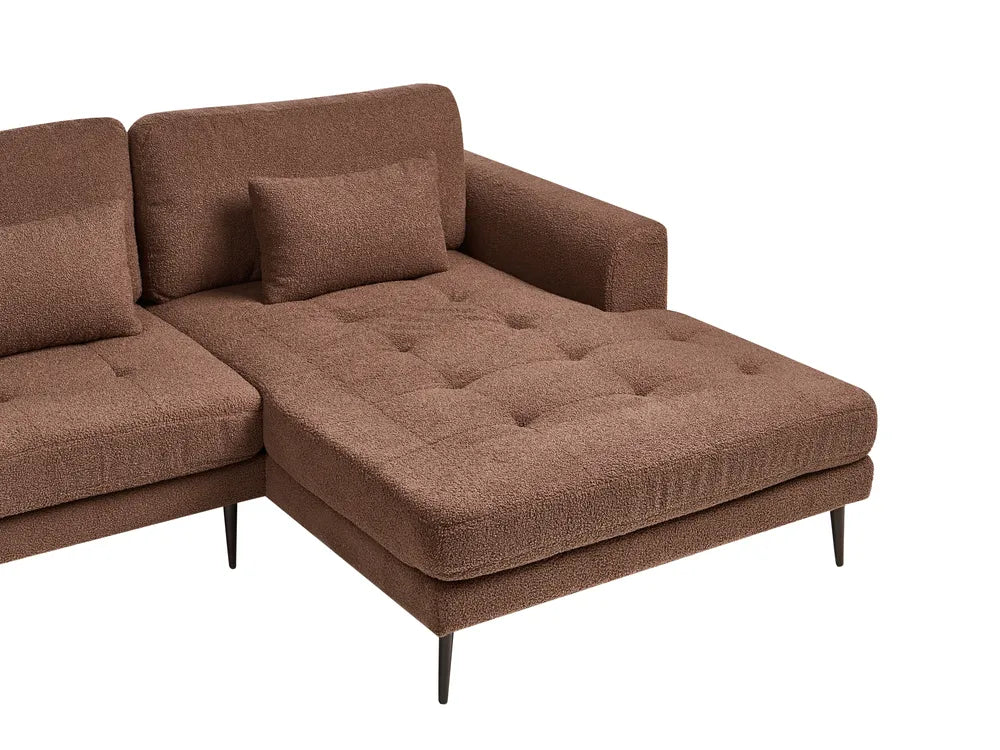 Corner Sofa 3 Seater Boucle Brown Left Hand Weller