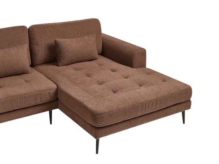 Corner Sofa 3 Seater Boucle Brown Left Hand Weller