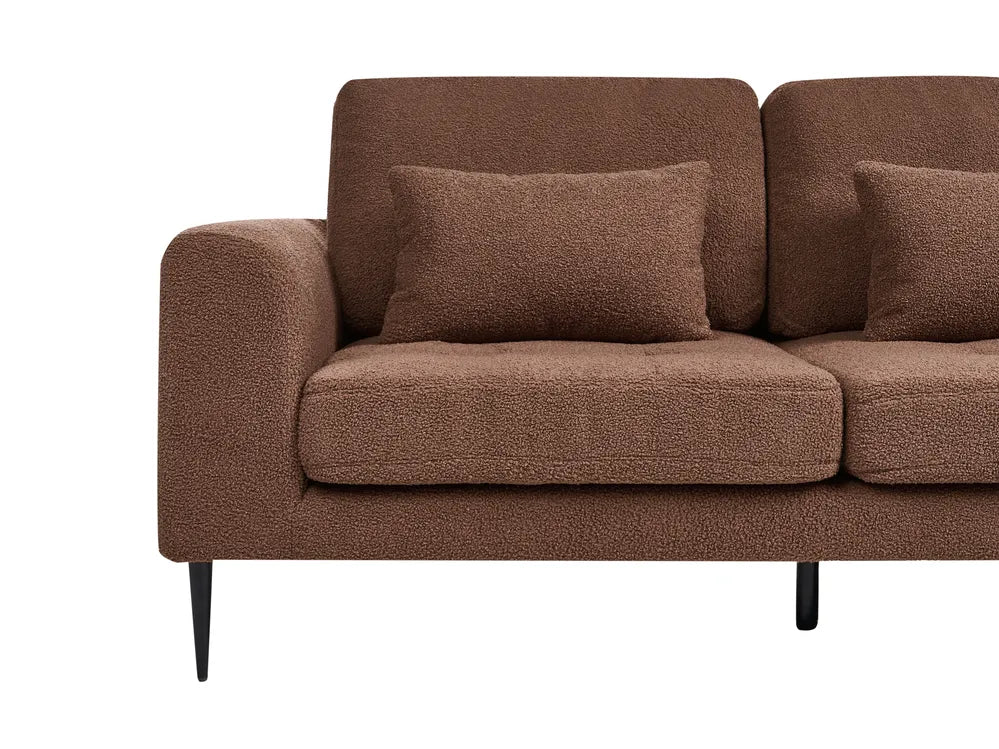 Corner Sofa 3 Seater Boucle Brown Left Hand Weller