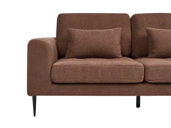 Corner Sofa 3 Seater Boucle Brown Left Hand Weller