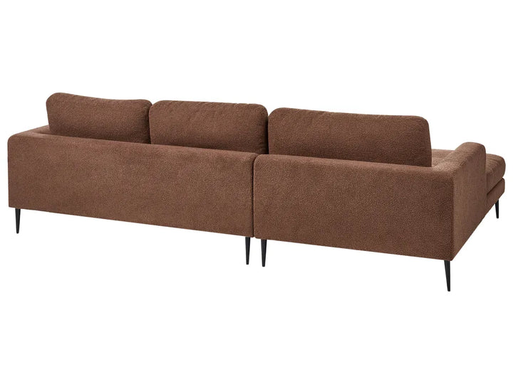 Corner Sofa 3 Seater Boucle Brown Left Hand Weller